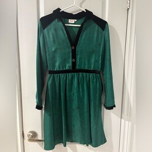 Soi Paris Silk & Velvet Print Shirtdress